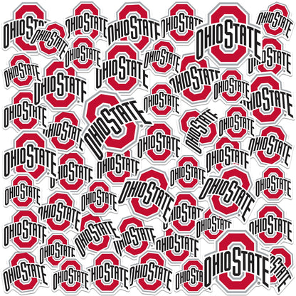 Ohio State University Logo-Aufkleber-Set (50 Stück) aus Vinyl, groß und Deluxe-Qualität – geeignet für Laptop, Wasserflasche, Scrapbooking, Tablet, Skateboard, drinnen und draußen