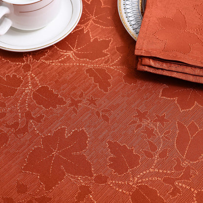 misaya Rectangle Thanksgiving Tablecloth, Waterproof Jacquard Fall Table Cloth, Damask Cloth Table Cover for Harvest Decor (60" x 84", Rust Maple Leaf)
