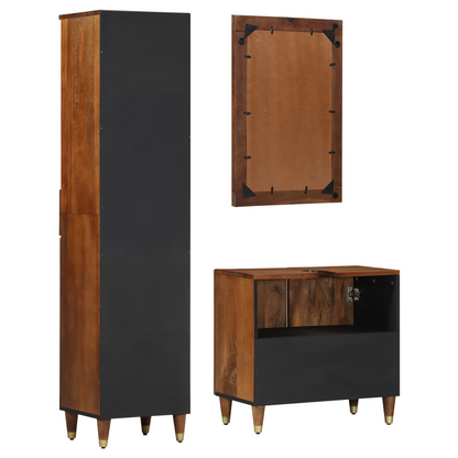 vidaXL Badezimmerschrank-Set mit Tür 3 pcs Honigbraun Massivholz Mango