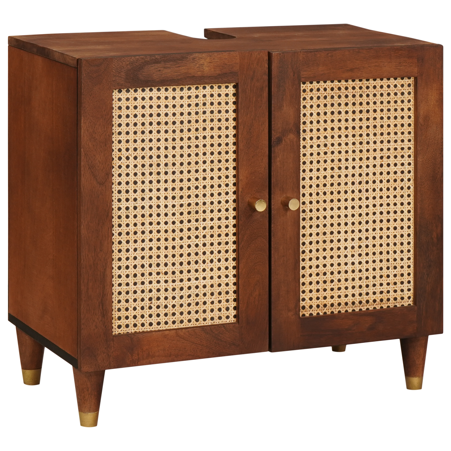 vidaXL Badezimmerschrank 2 pcs Schwarz und Gold Massivholz Mango