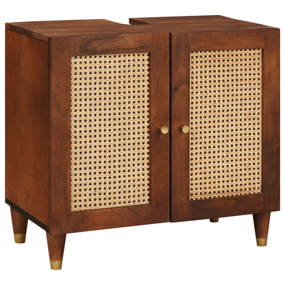 vidaXL Badezimmerschrank 2 pcs Schwarz und Gold Massivholz Mango