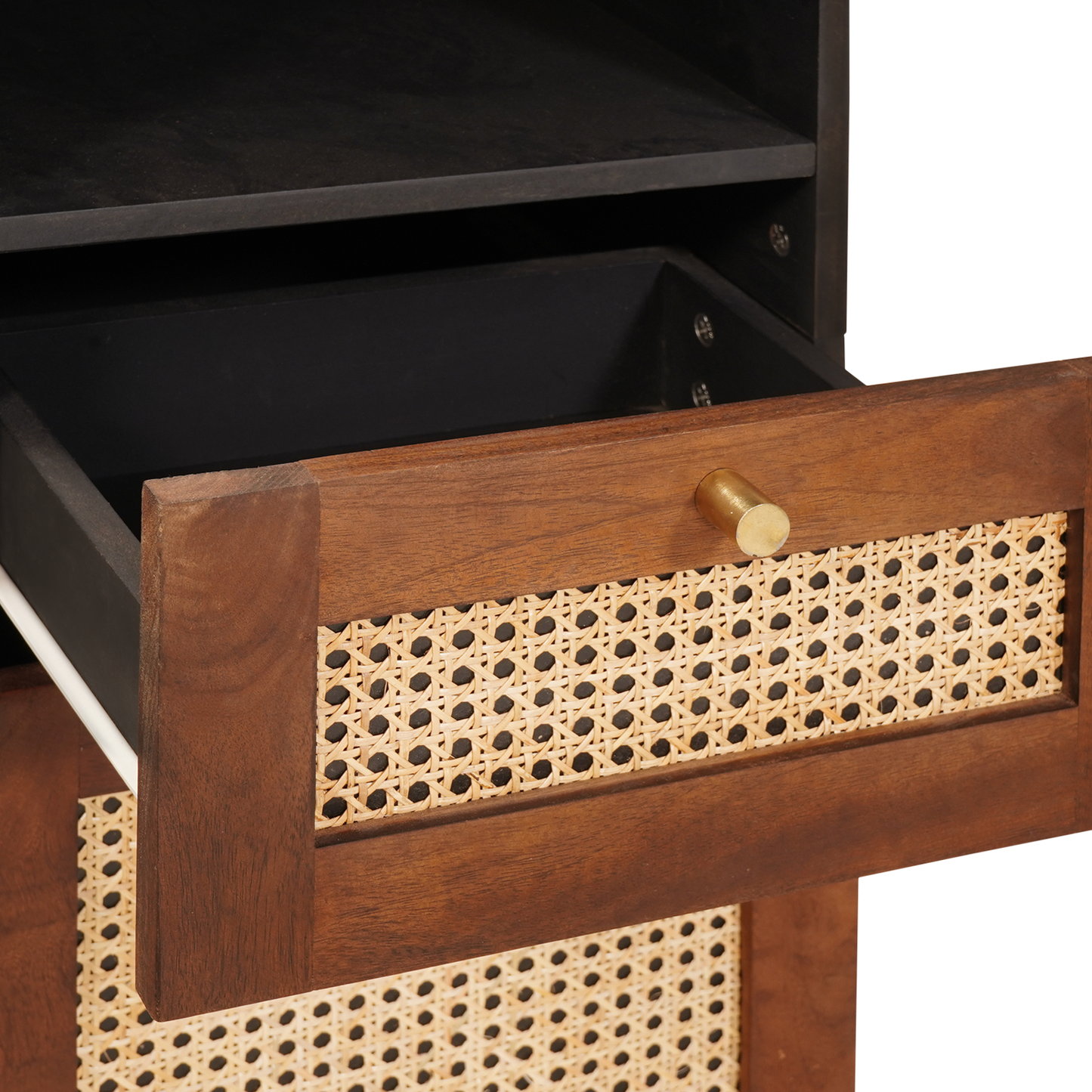 vidaXL Badezimmerschrank 5 pcs Braun und Schwarz Massivholz Mango