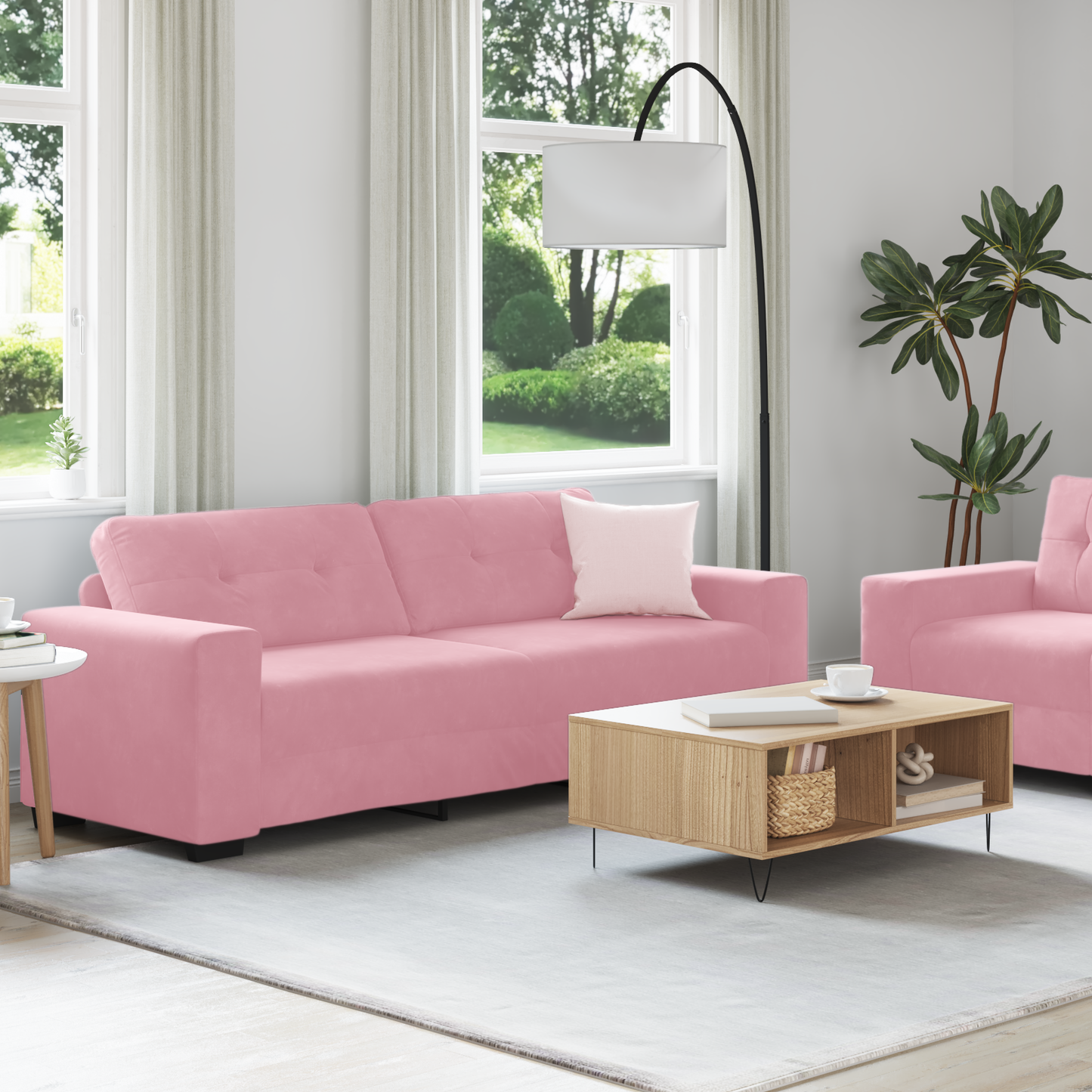 vidaXL | Ensemble de canapés | 2 pcs Rose 221 x 78 x 80 cm Velours
