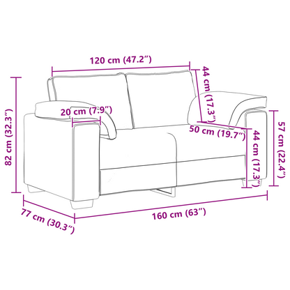 vidaXL Sofa 2 pcs Schwarz 219 x 80 x 82 cm Stoff