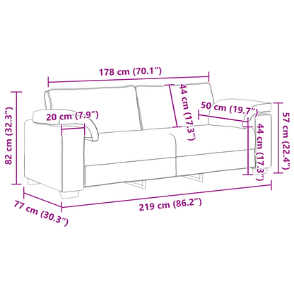 vidaXL Canapé 2 places Vert foncé 219 x 80 x 82 cm Tissu