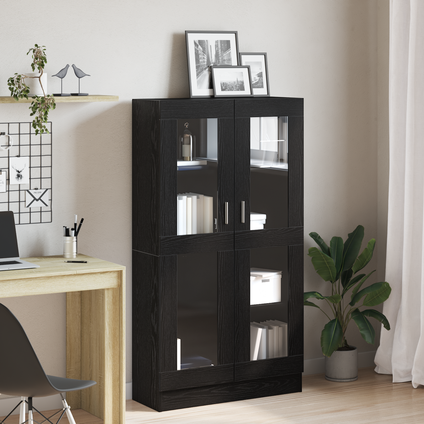 vidaXL Bücherregal Schwarz Eichen-Optik 82,5 x 30,5 x 150 cm