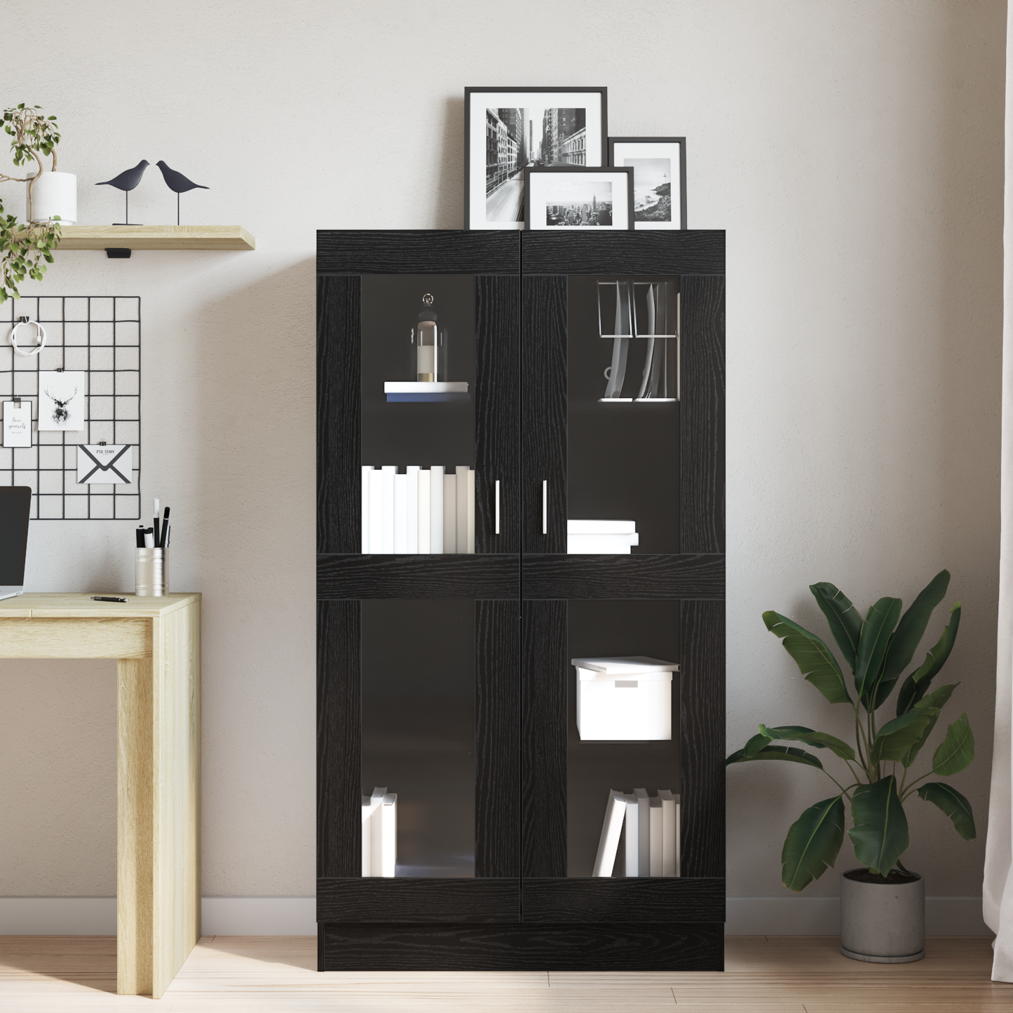 vidaXL Bücherregal Schwarz Eichen-Optik 82,5 x 30,5 x 150 cm