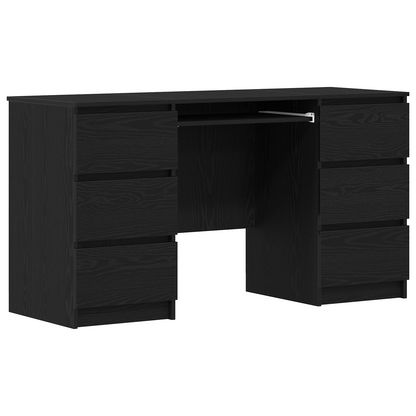 vidaXL Schreibtisch mit Speicher Schwarz Eichen-Optik 140 x 50 x 76 cm