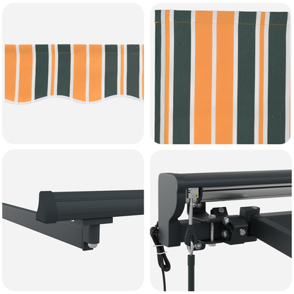 vidaXL Einziehbare Markise mit Grün und Weiß 400 x 350 cm Stoff