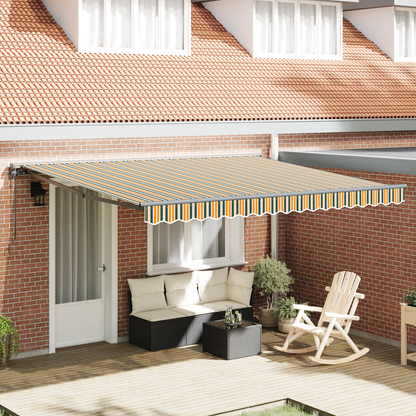 vidaXL Einziehbare Markise mit Grün und Weiß 400 x 350 cm Stoff