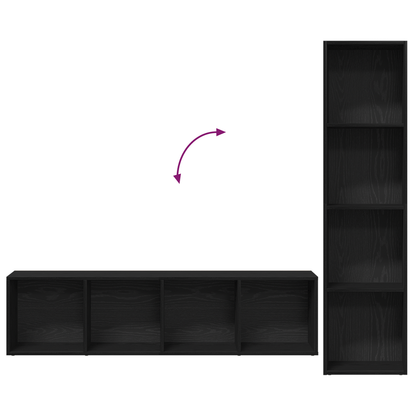 vidaXL Bücherregal 3 pcs Schwarz Eichen-Optik 36 x 30 x 143 cm