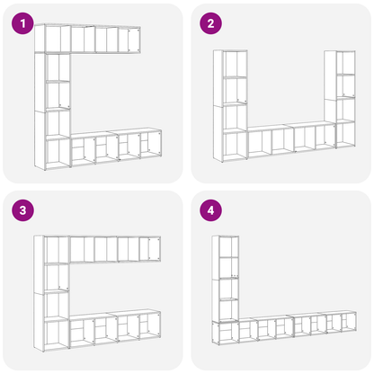 vidaXL Bücherregal 3 pcs Schwarz Eichen-Optik 36 x 30 x 143 cm