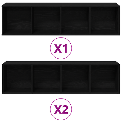 vidaXL Bücherregal 3 pcs Schwarz Eichen-Optik 36 x 30 x 143 cm