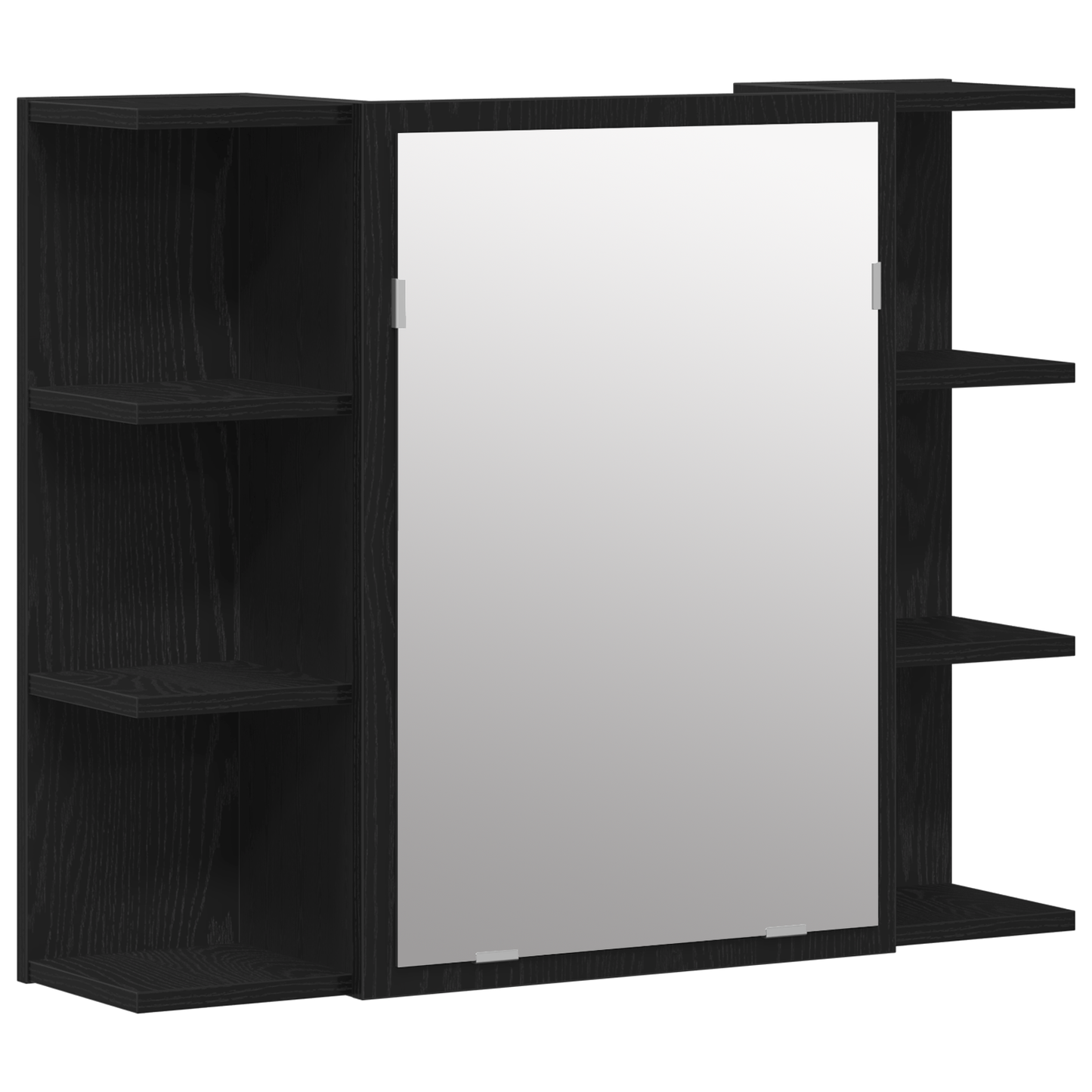 vidaXL Badezimmermöbel-Set mit Regal 4 pcs Schwarz 30 x 30 x 179,5 cm