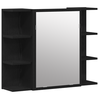 vidaXL Badezimmermöbel-Set mit Regal 4 pcs Schwarz 30 x 30 x 179,5 cm