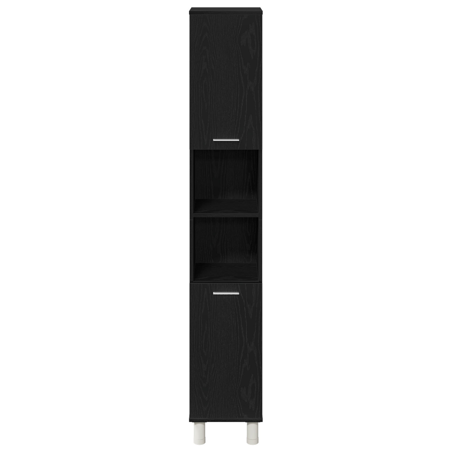 vidaXL Badezimmermöbel-Set mit Regal 4 pcs Schwarz 30 x 30 x 179,5 cm