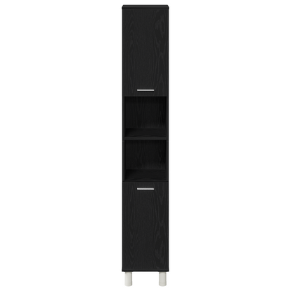 vidaXL Badezimmermöbel-Set mit Regal 4 pcs Schwarz 30 x 30 x 179,5 cm