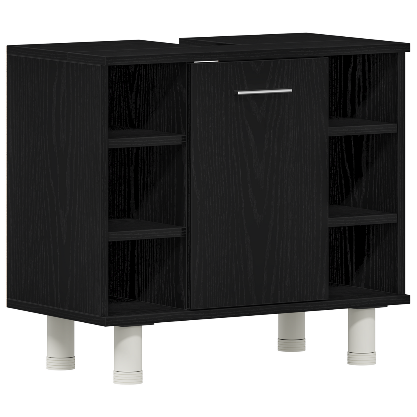 vidaXL Badezimmermöbel-Set mit Regal 3 pcs Schwarz 30 x 30 x 179,5 cm