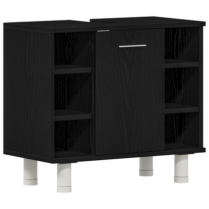 vidaXL Badezimmermöbel-Set mit Regal 3 pcs Schwarz 30 x 30 x 179,5 cm