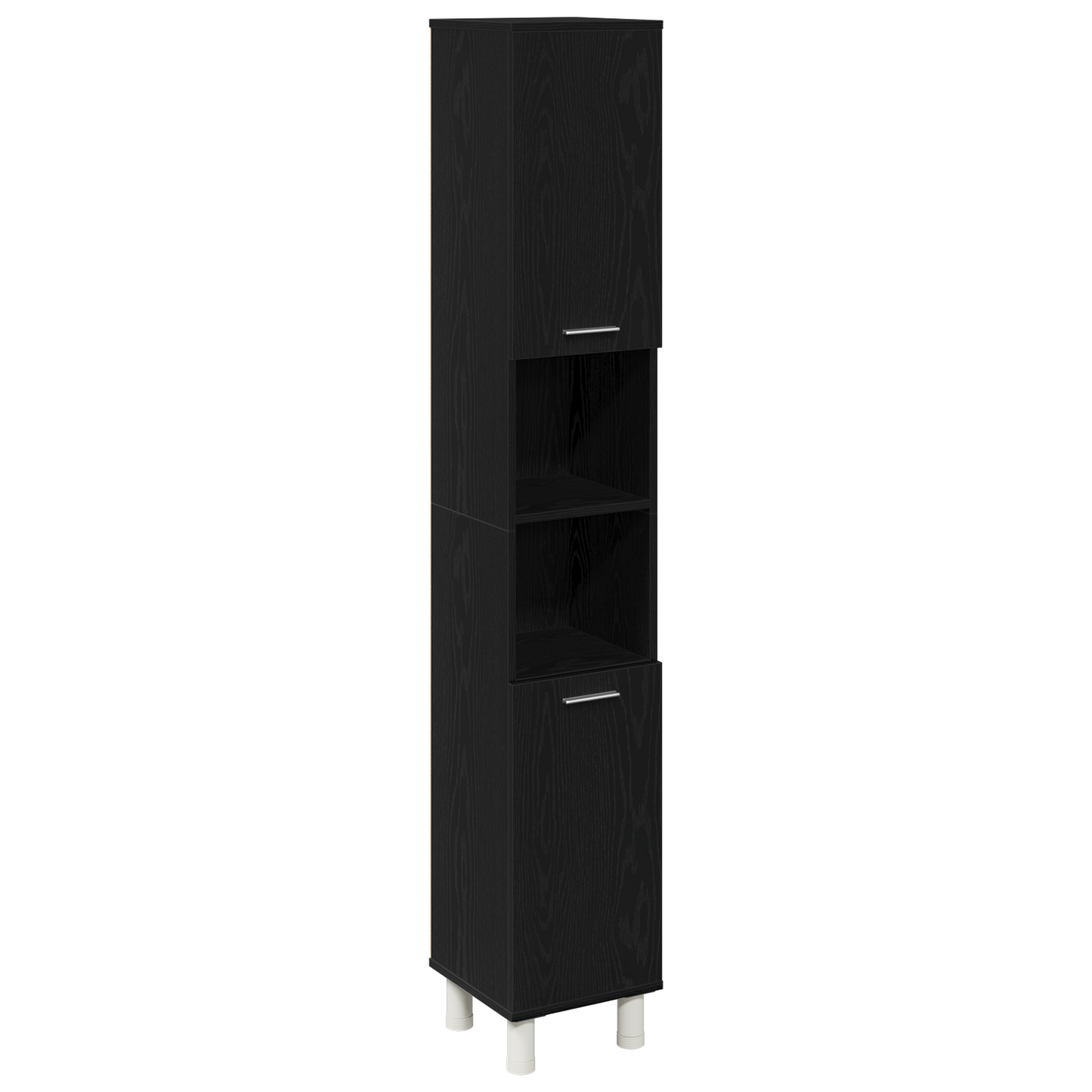 vidaXL Badezimmermöbel-Set mit Regal 3 pcs Schwarz 30 x 30 x 179,5 cm