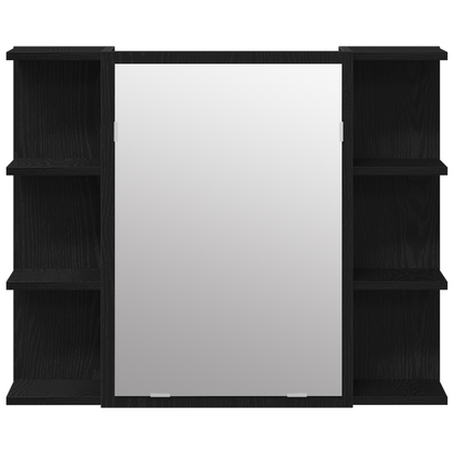 vidaXL Badezimmermöbel-Set mit Regal 3 pcs Schwarz 30 x 30 x 179,5 cm