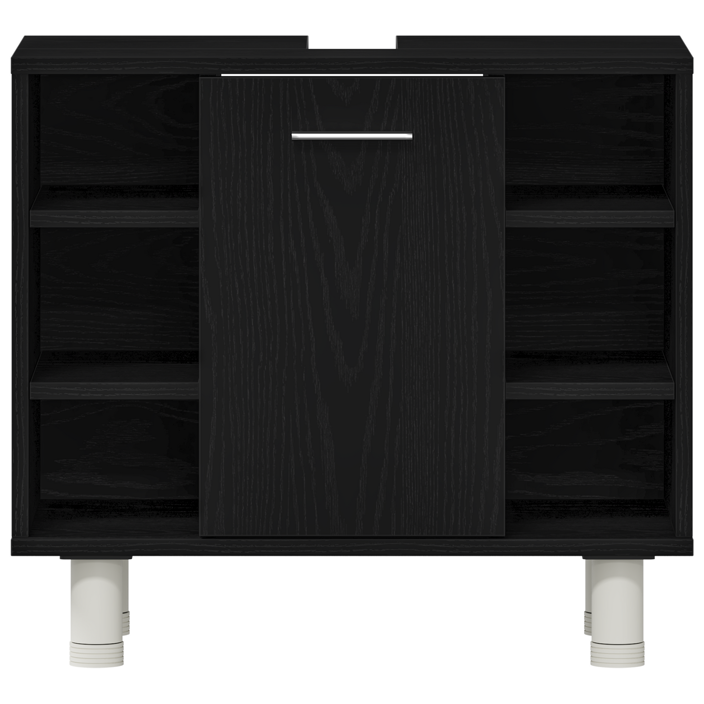 vidaXL Badezimmermöbel-Set mit Regal 3 pcs Schwarz 30 x 30 x 179,5 cm