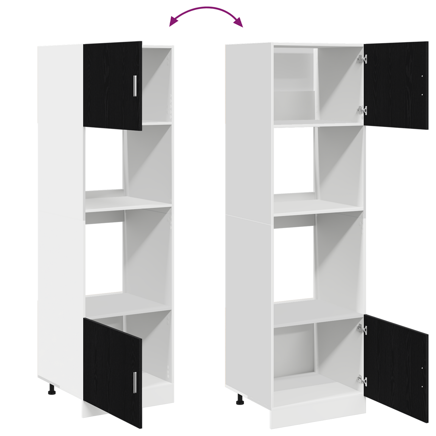 vidaXL Meuble haut avec étagères noir aspect chêne 60 x 57 x 207 cm