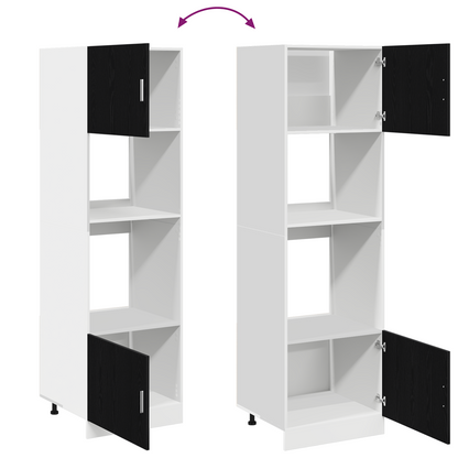 vidaXL Meuble haut avec étagères noir aspect chêne 60 x 57 x 207 cm