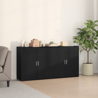 vidaXL Sideboard 2 pcs Schwarz Eichen-Optik 79 x 38 x 80 cm
