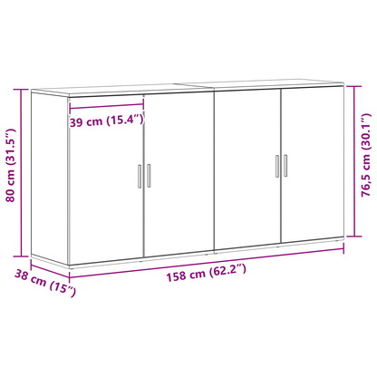 vidaXL Sideboard 2 pcs Schwarz Eichen-Optik 79 x 38 x 80 cm
