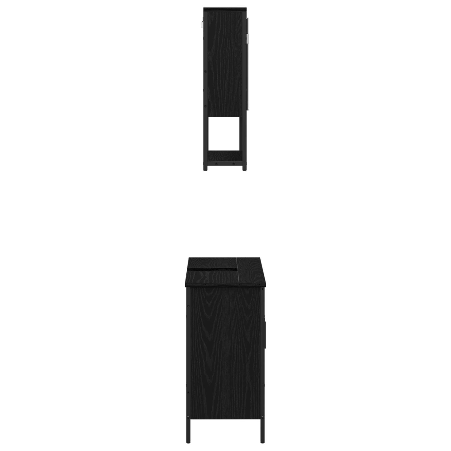 vidaXL Badezimmermöbel-Set mit Regal 2 pcs Schwarz Holzwerkstoff