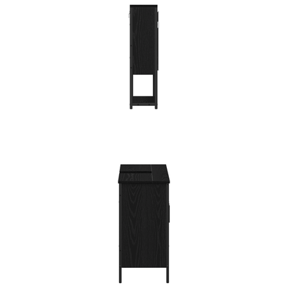 vidaXL Badezimmermöbel-Set mit Regal 2 pcs Schwarz Holzwerkstoff