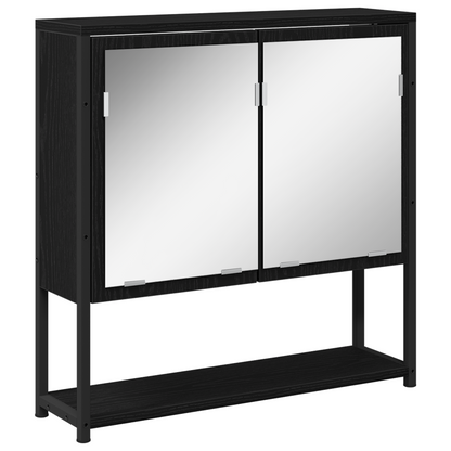 vidaXL Badezimmermöbel-Set mit Regal 3 pcs Schwarz Holzwerkstoff
