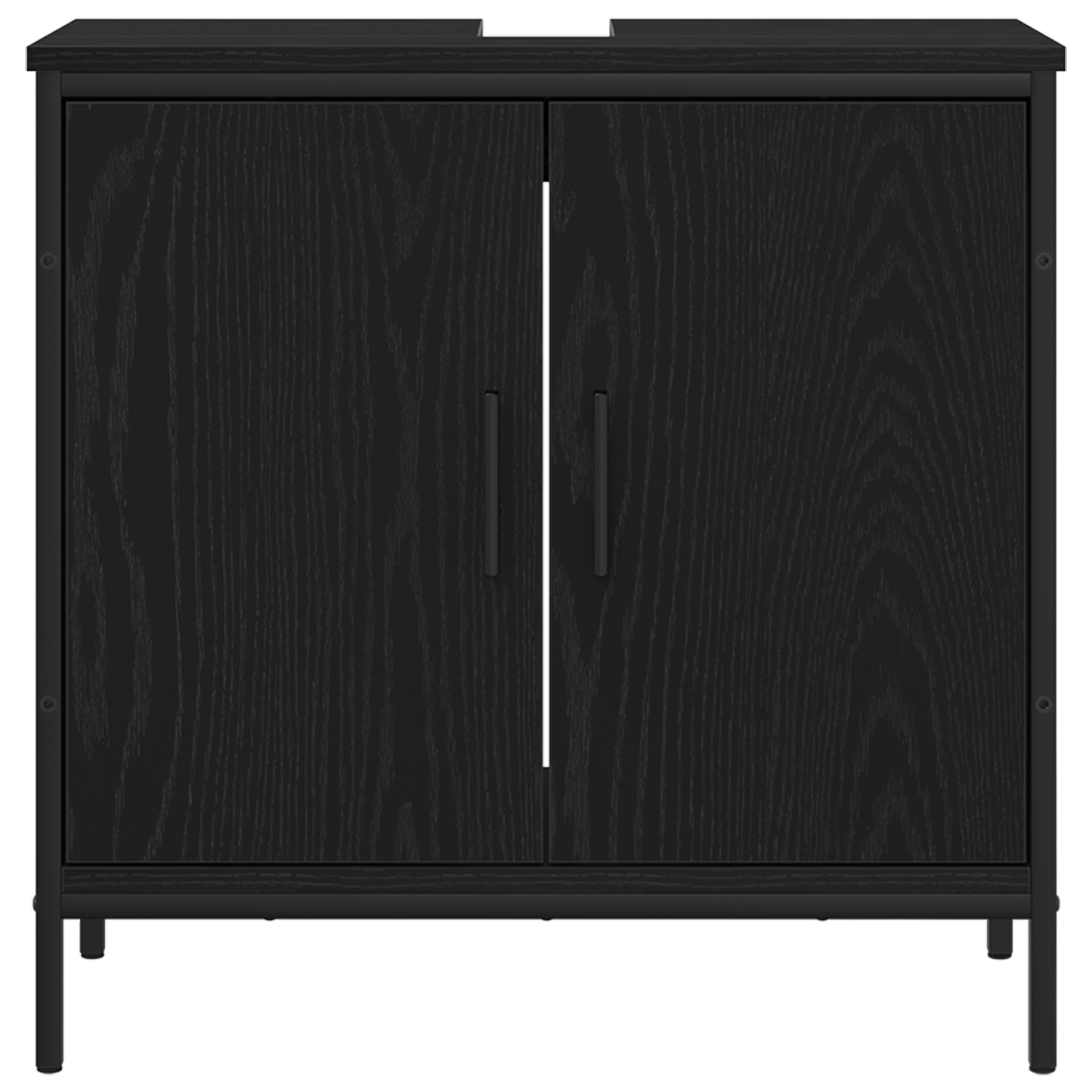 vidaXL Badezimmermöbel-Set mit Regal 3 pcs Schwarz Holzwerkstoff