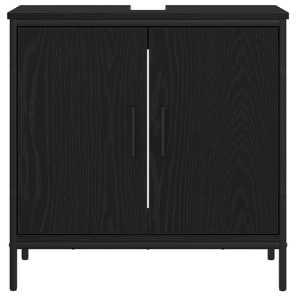 vidaXL Badezimmermöbel-Set mit Regal 3 pcs Schwarz Holzwerkstoff