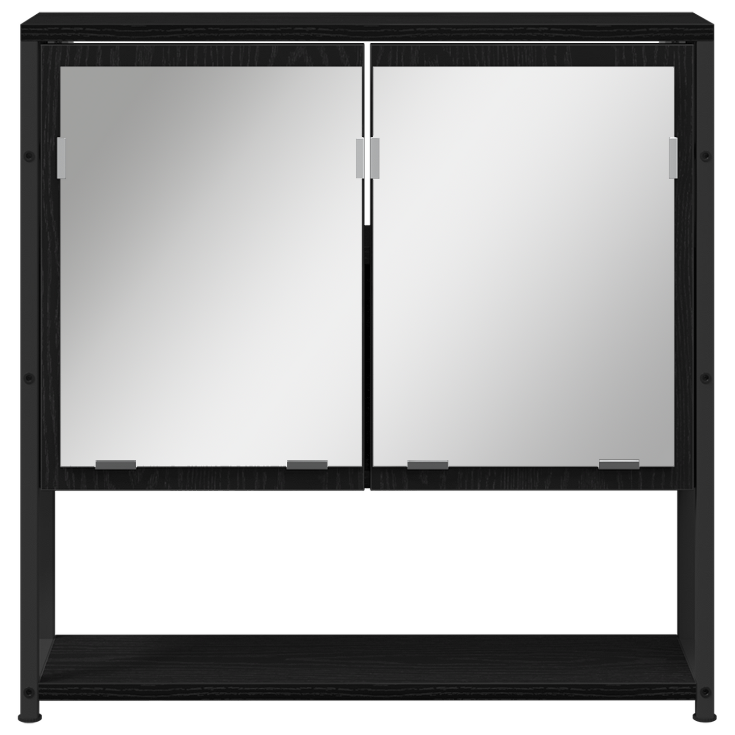 vidaXL Badezimmermöbel-Set mit Regal 3 pcs Schwarz Holzwerkstoff