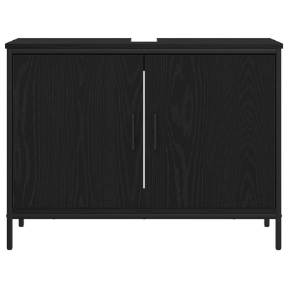 vidaXL Badezimmermöbel-Set mit Regal 3 pcs Schwarz Holzwerkstoff