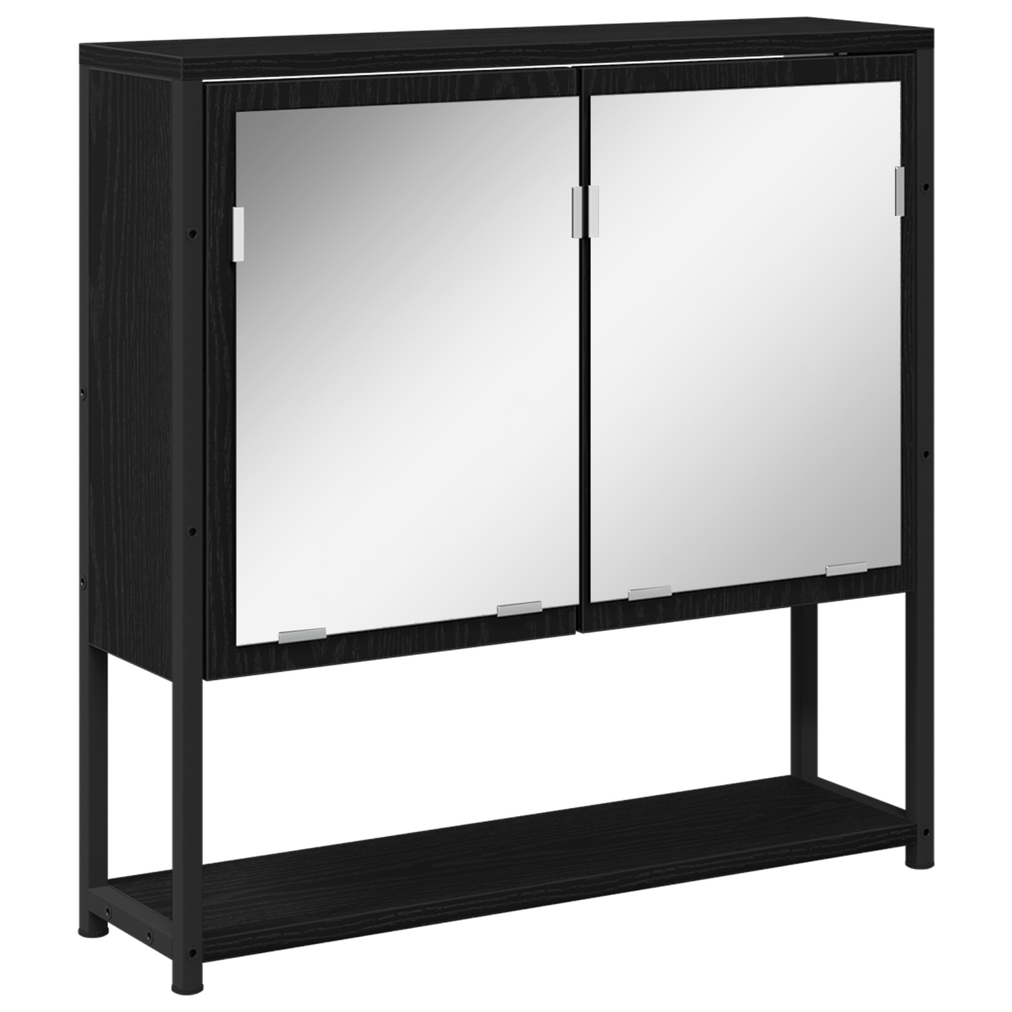 vidaXL Badezimmermöbel-Set mit Regal 4 pcs Schwarz Holzwerkstoff