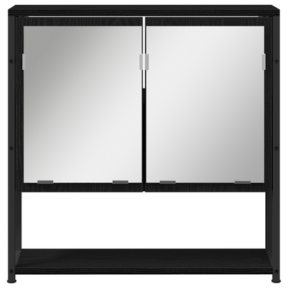 vidaXL Badezimmermöbel-Set mit Regal 4 pcs Schwarz Holzwerkstoff