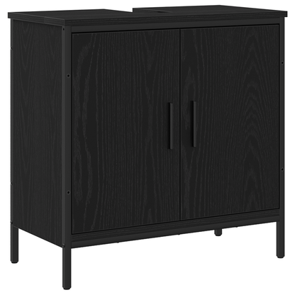 vidaXL Badezimmermöbel-Set mit Regal 4 pcs Schwarz Holzwerkstoff