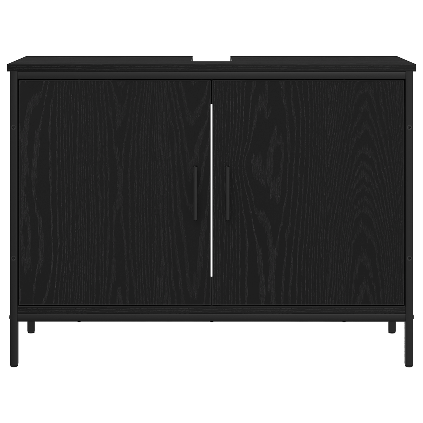 vidaXL Badezimmermöbel-Set mit Regal 4 pcs Schwarz Holzwerkstoff