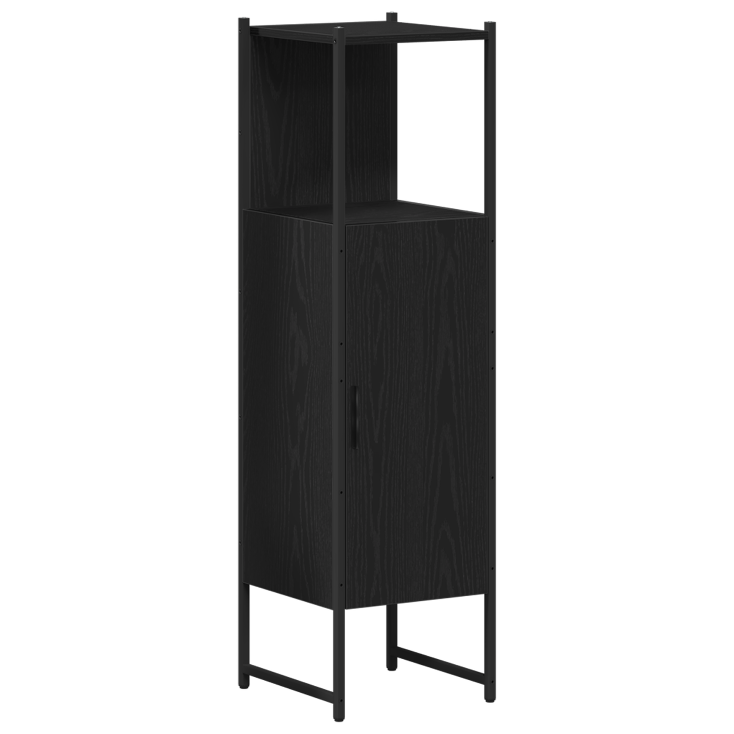 vidaXL Badezimmermöbel-Set mit Regal 4 pcs Schwarz Holzwerkstoff
