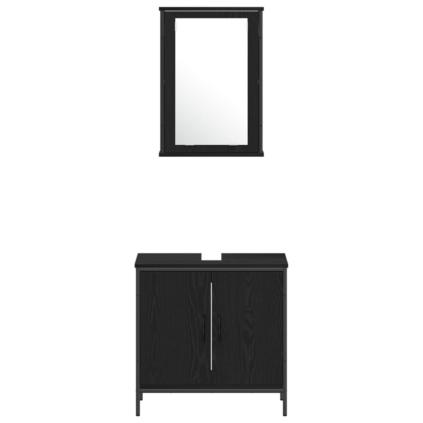 vidaXL Badezimmermöbel-Set mit Regal 4 pcs Schwarz Holzwerkstoff