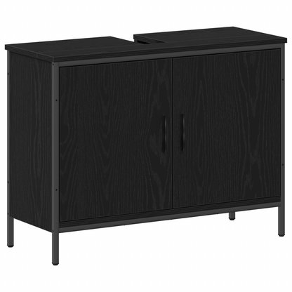 vidaXL Badezimmermöbel-Set mit Regal 4 pcs Schwarz Holzwerkstoff