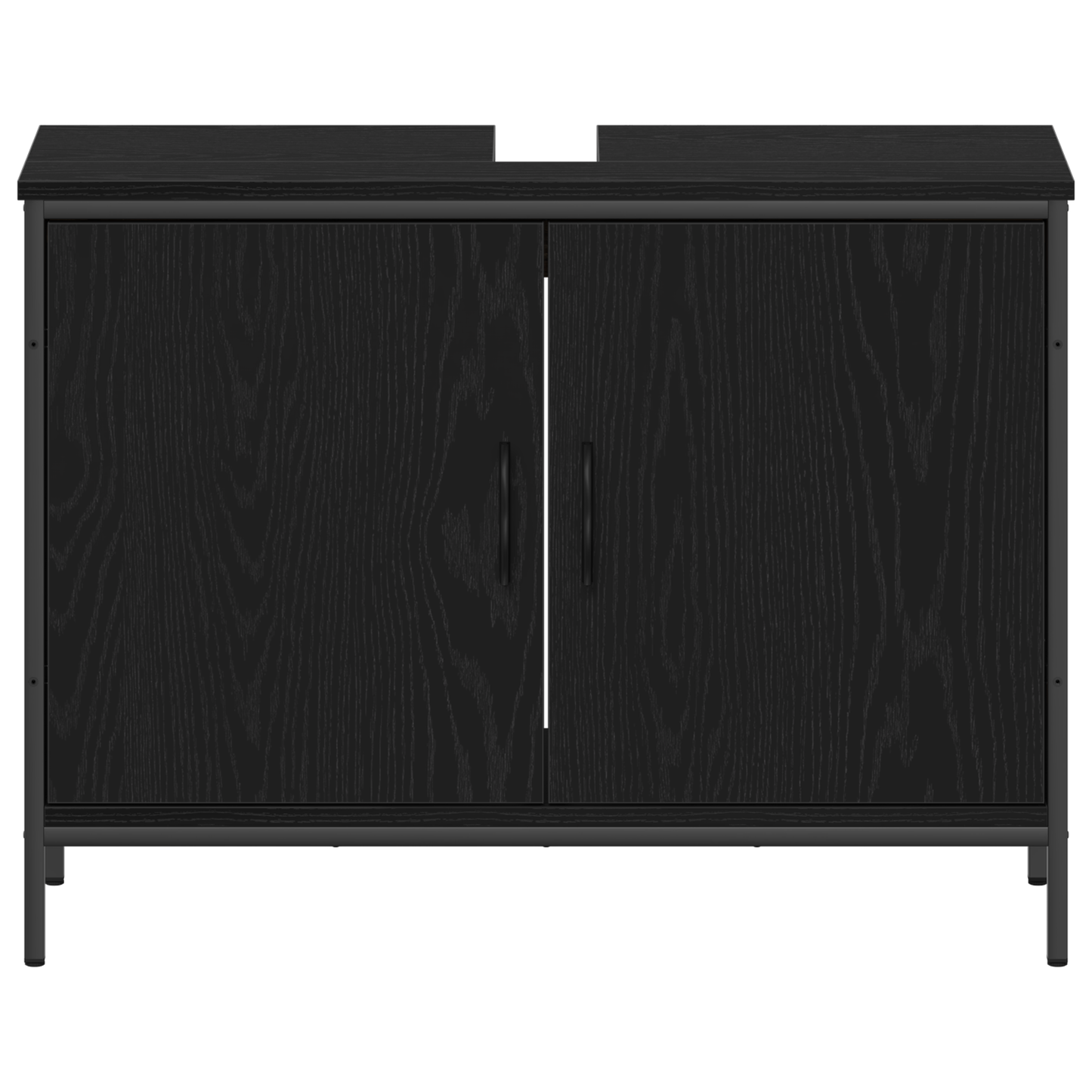 vidaXL Badezimmermöbel-Set mit Regal 4 pcs Schwarz Holzwerkstoff