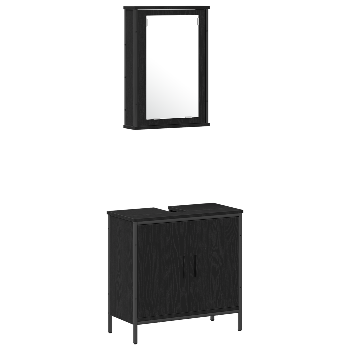vidaXL Badezimmermöbel-Set mit Regal 4 pcs Schwarz Holzwerkstoff