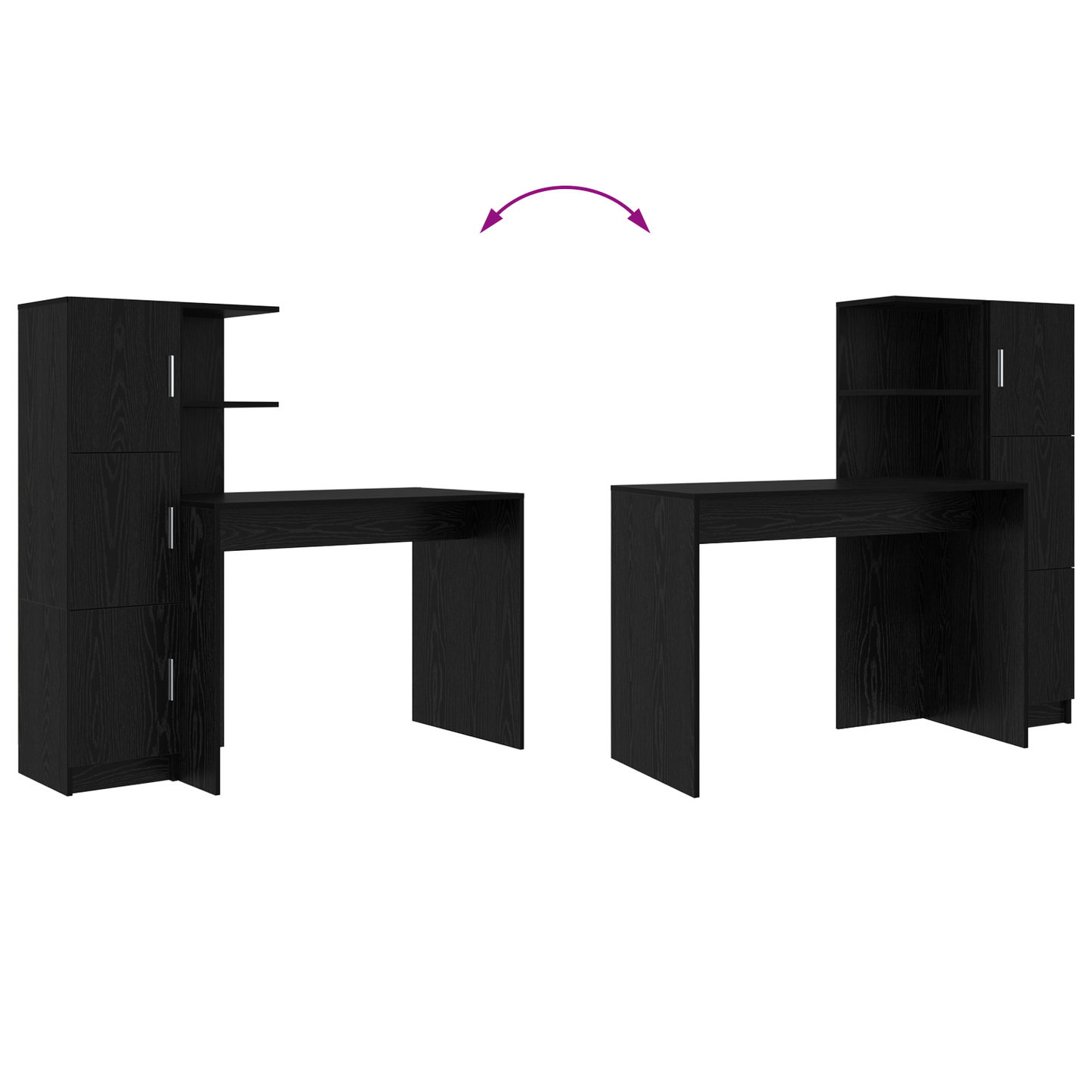 vidaXL Schreibtisch 2 pcs Schwarz Eichen-Optik