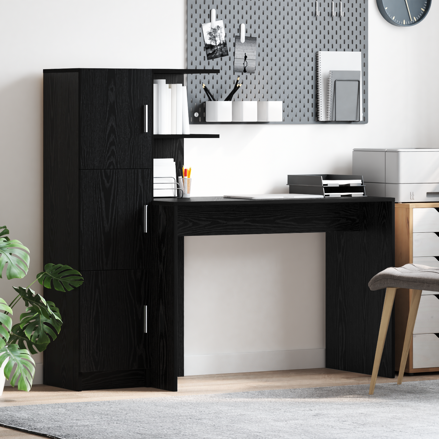 vidaXL Schreibtisch 2 pcs Schwarz Eichen-Optik