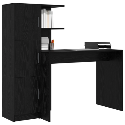 vidaXL Schreibtisch 2 pcs Schwarz Eichen-Optik
