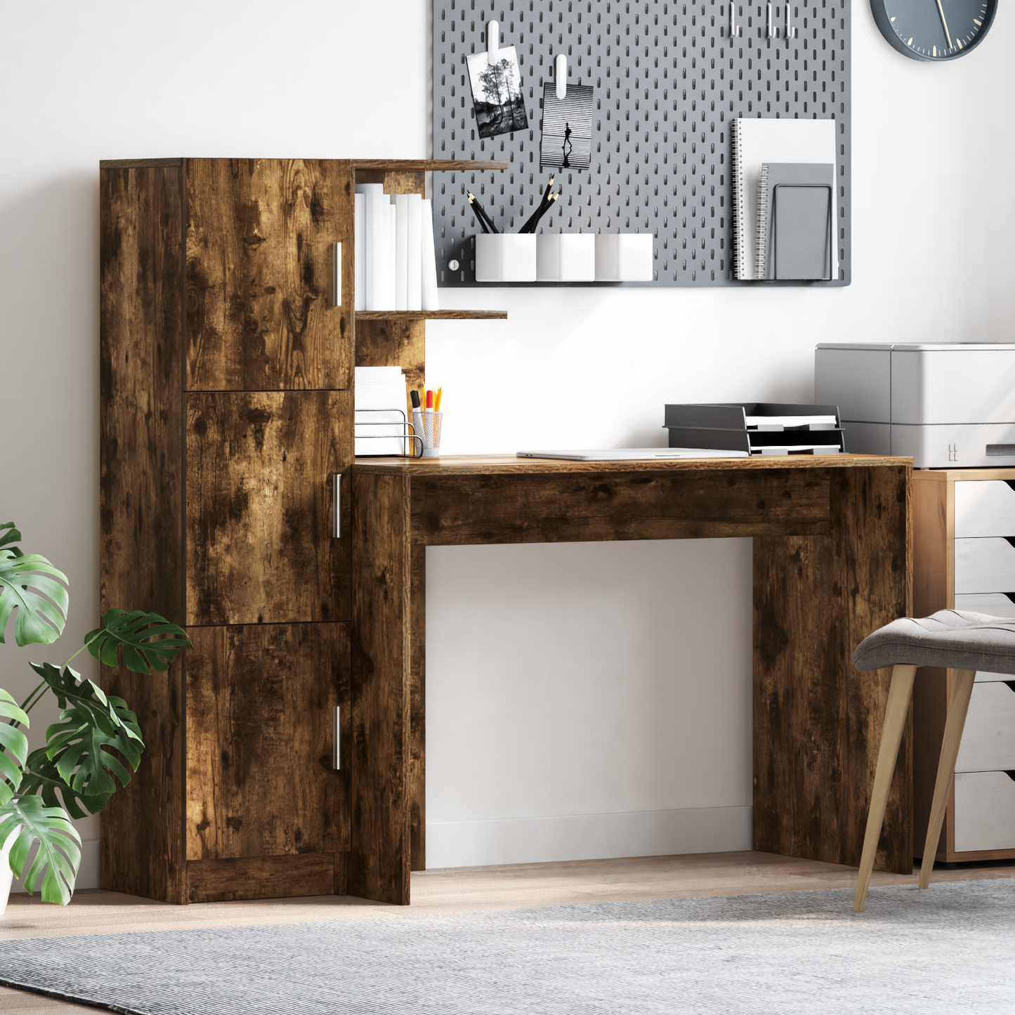 vidaXL Schreibtisch 2 pcs Geräucherte Eiche